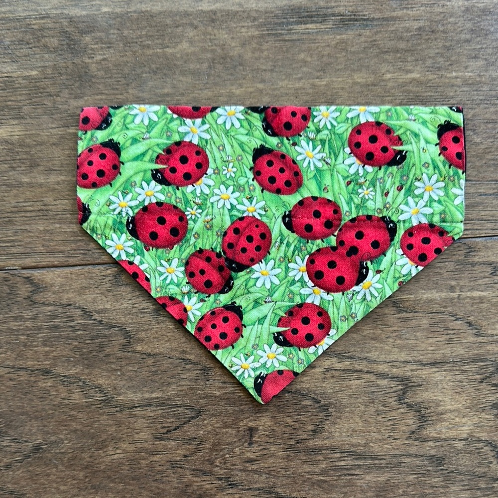 🌞Summer sale! 50% off! Red and Green Dog Bandana with Ladybug Pattern🌞